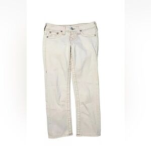 True Religion Women's White Denim Capri Jeans Size 25 USA